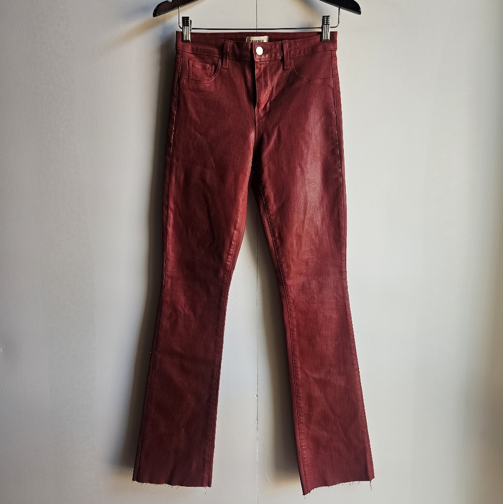 L'AGENCE Ruth High-Rise Straight Leg Dark-Bordeaux-Coated Jeans in Women's 26